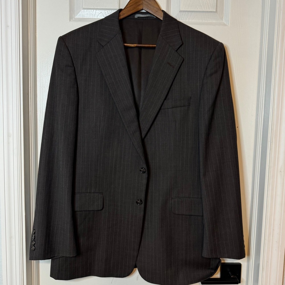 Hickey Freeman Mens Pinstripe Blazer 2 Button Sport Coat USA Made 100% wool 46R